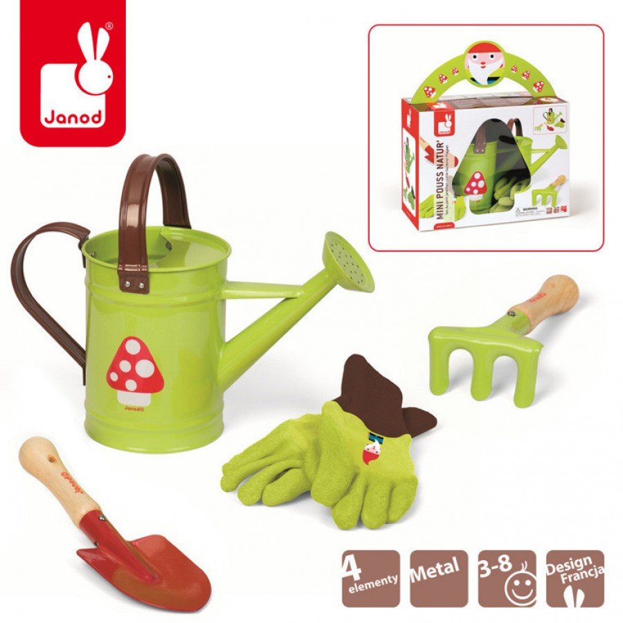 Janod - Mały ogrodnik zestaw z konewką zielony - Esy Floresy 