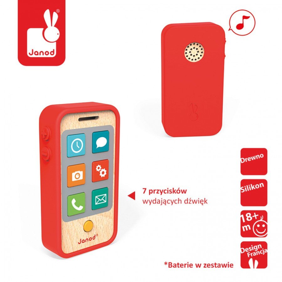 Janod - Telefon drewniany z dźwiękami - Esy Floresy 