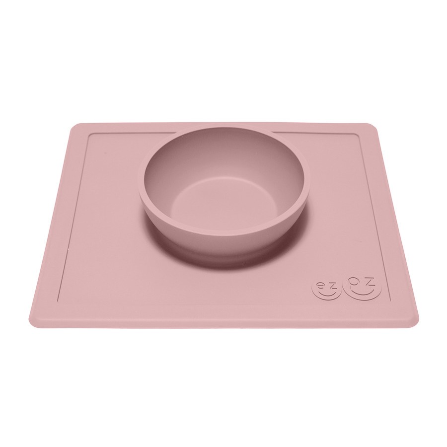 EZPZ - Silikonowa miseczka z podkładką 2w1 Happy Bowl pastelowy róż - Esy Floresy 