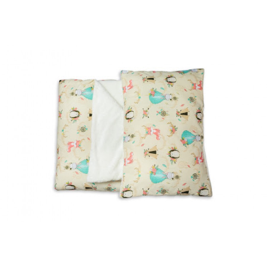 WoodLook - Koc + Poduszka Balony Jeżyki minky ecru gwiazdki - Esy Floresy 