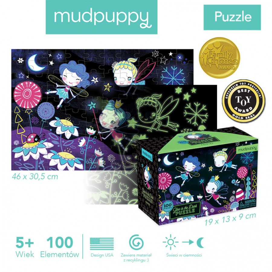 Mudpuppy Puzzle świecące w ciemności Wróżki 100 elementów 5+ - Esy Floresy 