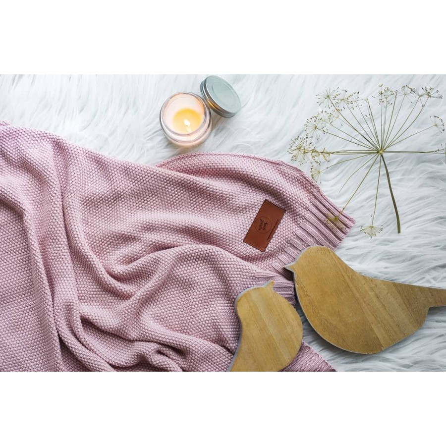 WoodLook - Bambusowy koc dziany z jonami srebra, różowy - Esy Floresy 