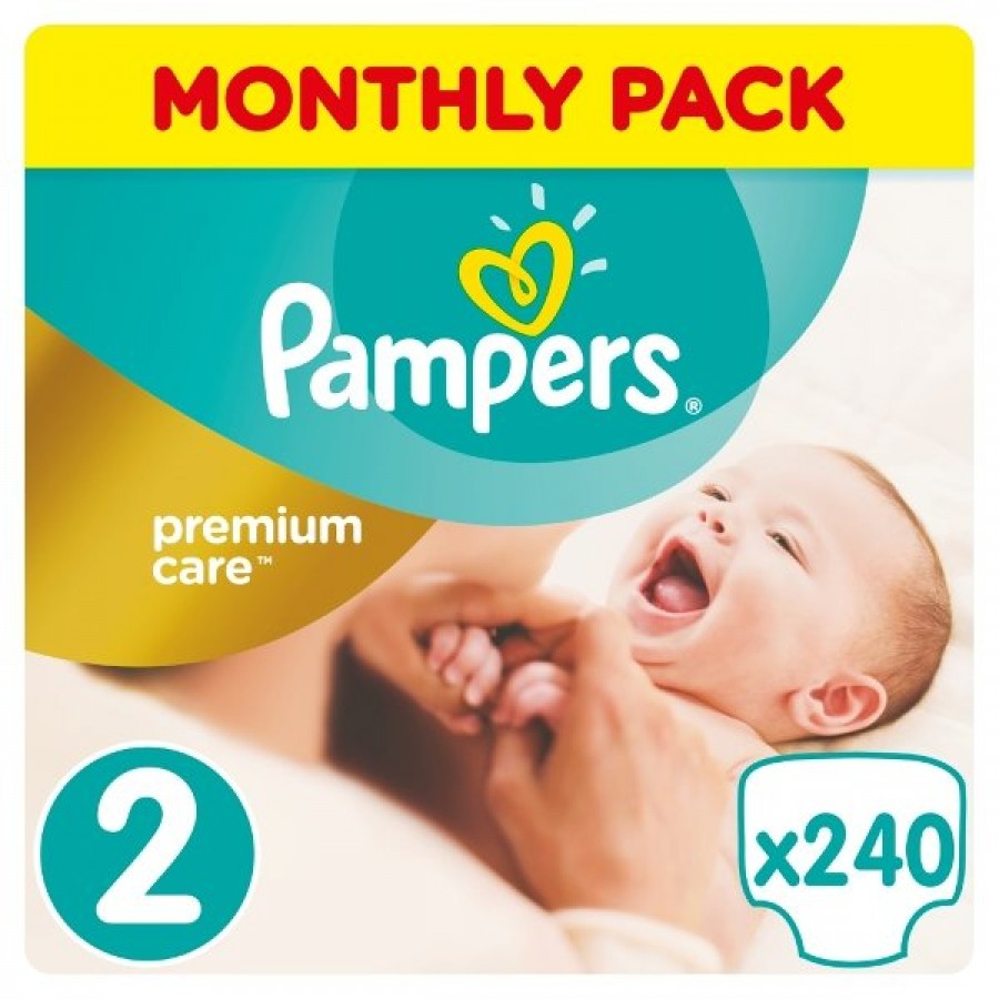 PAMPERS PREMIUM CARE 2 MINI Pieluchy 3-6 kg - 240 szt. - Esy Floresy 