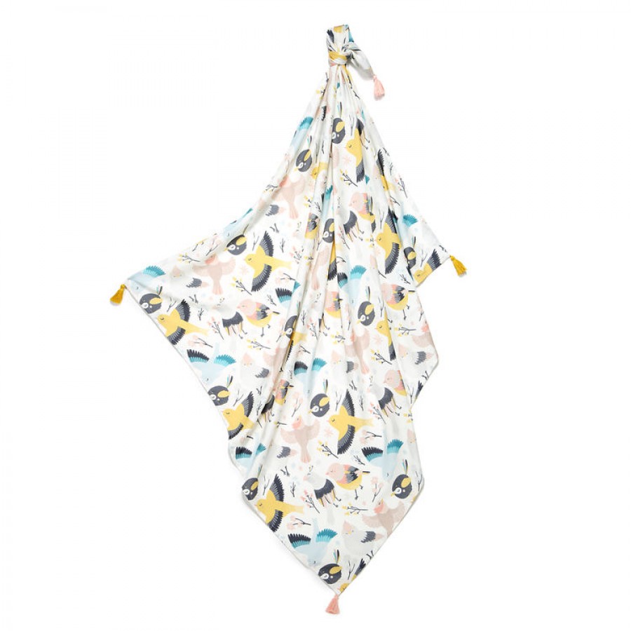 La Millou - BAMBUSOWY OTULACZ MGIEŁKA FRINGE - CUTE BIRDS VIVID - Esy Floresy 