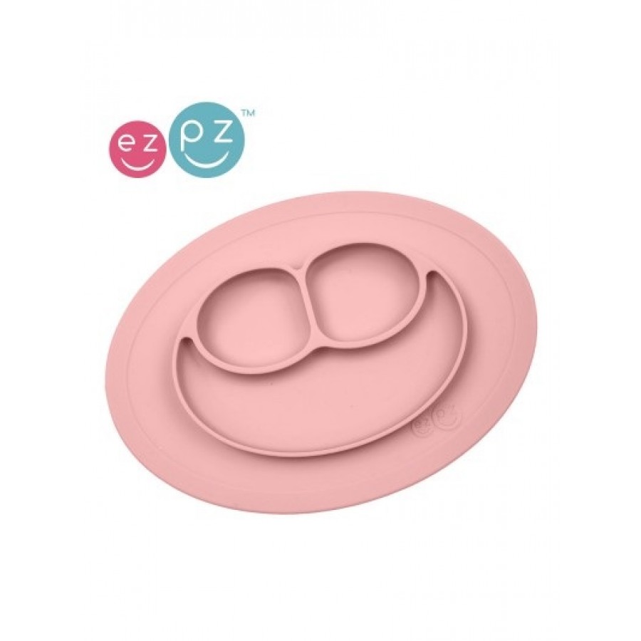 EZPZ Silikonowy talerzyk z podkładką mały 2w1 Mini Mat Pastelowy Róż - Esy Floresy 