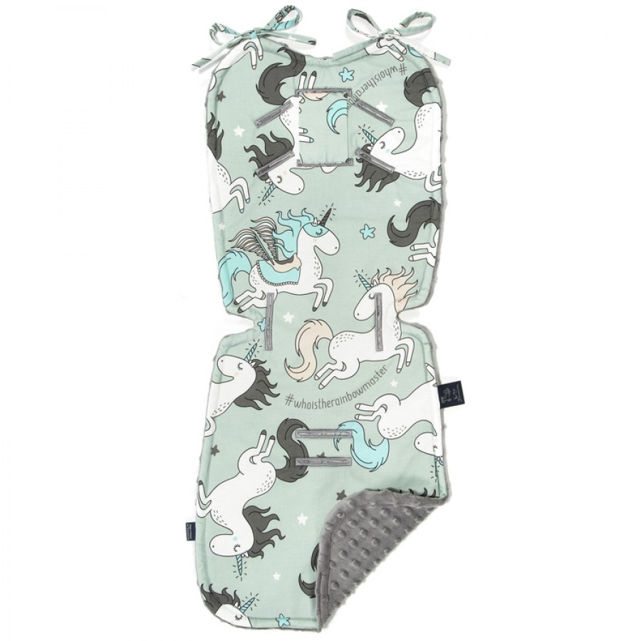 LA MILLOU -  THICK STROLLER PAD - UNICORN RAINBOW KNIGHT - GREY - Esy Floresy 