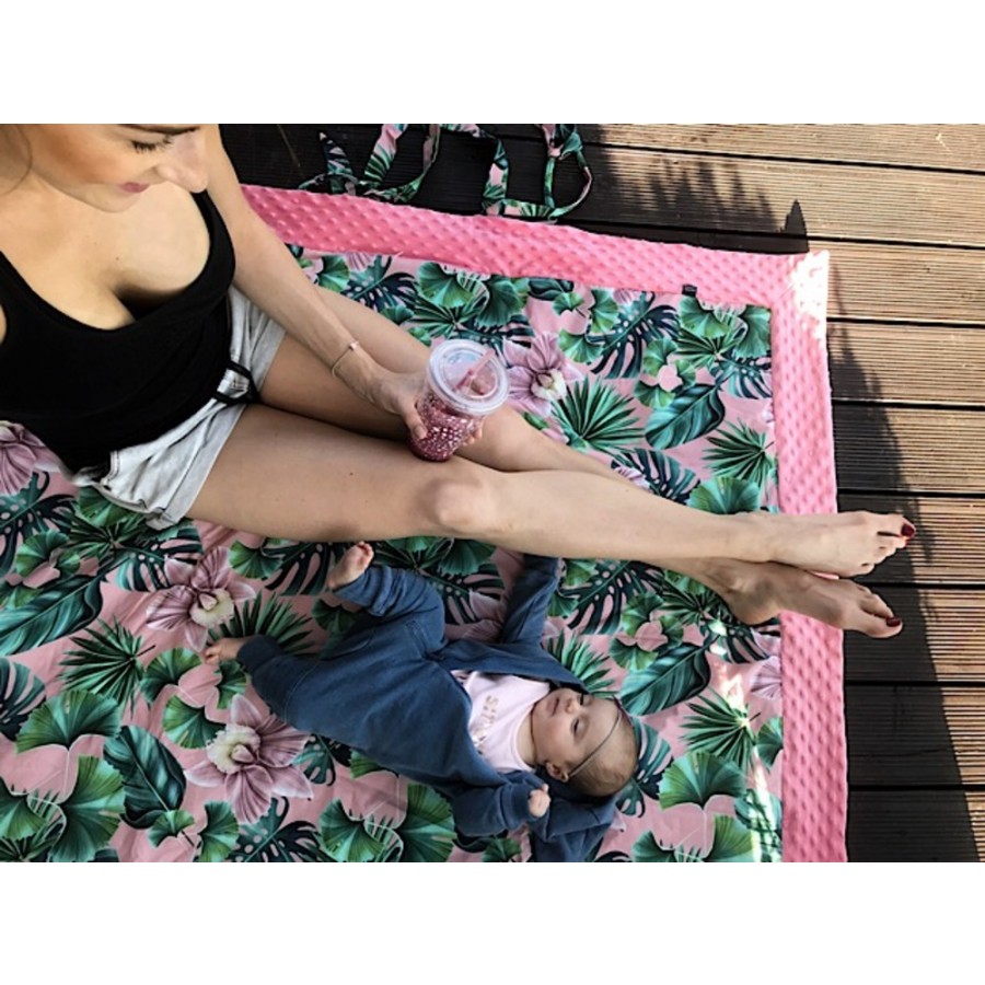 La Millou - koc picnik z kieszonką , mata do zabawy XL - barber sailor - ecru . - Esy Floresy 