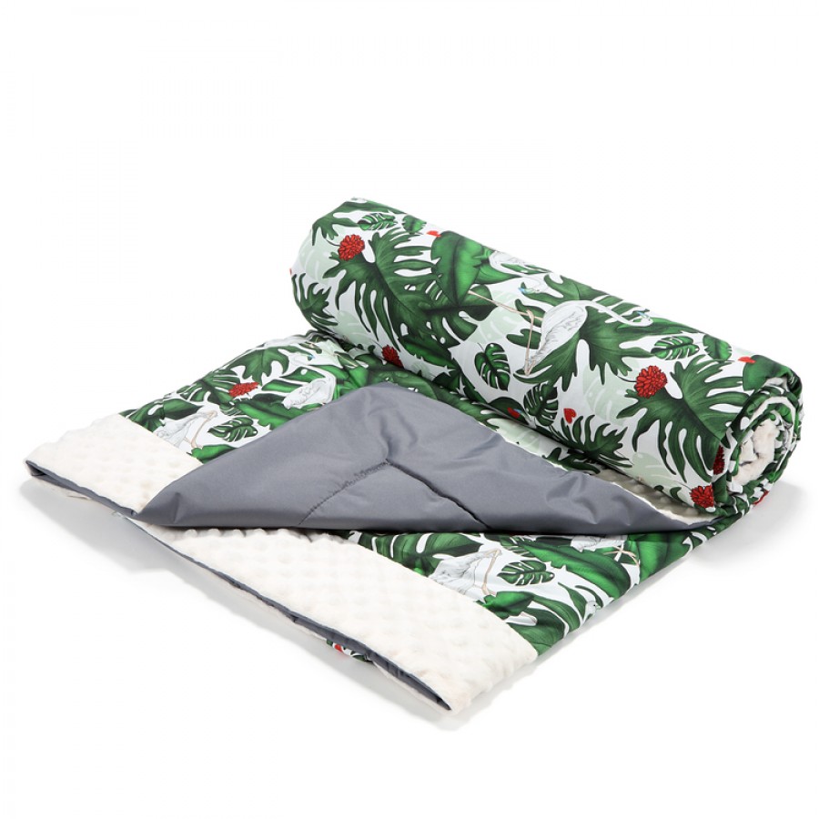 La Millou - Koc picnic z kieszonką , mata do zabawy XL - Evergreen tiger - Ecru . - Esy Floresy 