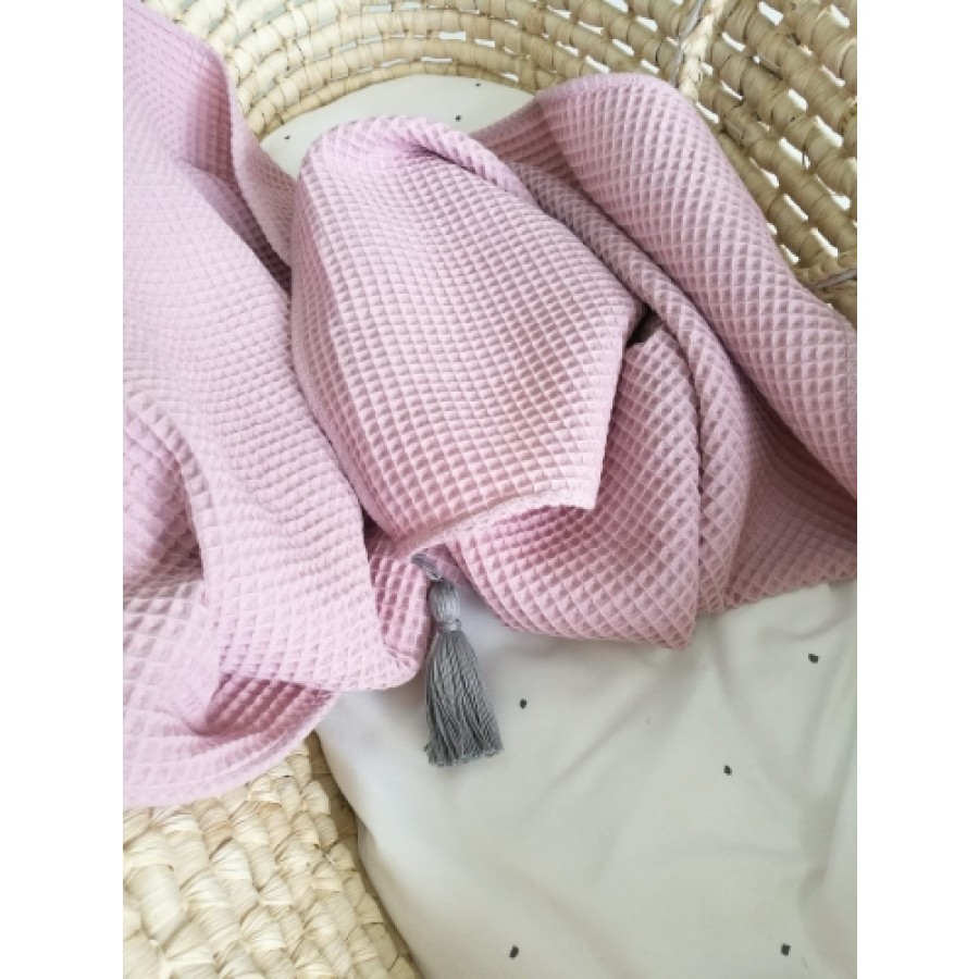 ZuMiZou- Kocyk bawełna wafelek - brudny róż 70x100. - Esy Floresy 