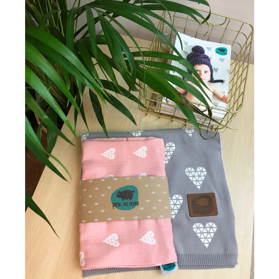 Pink no more - Otulacz muślinowy - serce róż . - Esy Floresy 