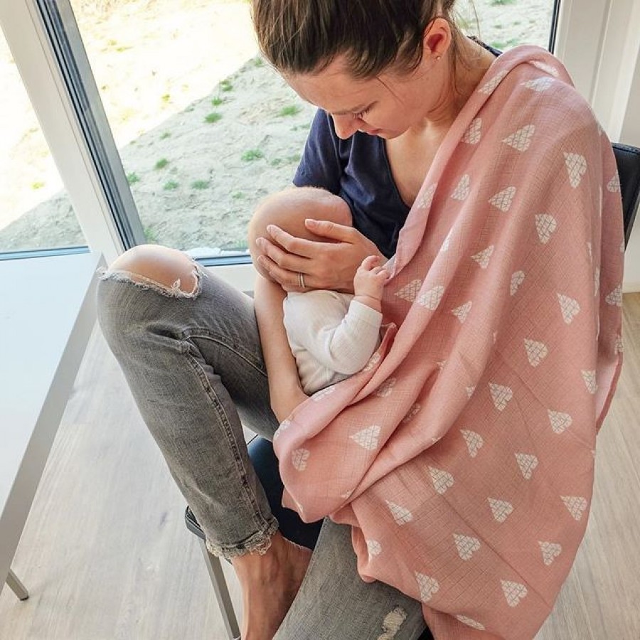 Pink no more - Otulacz muślinowy - serce róż . - Esy Floresy 