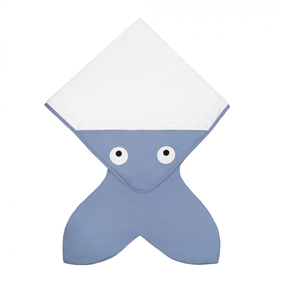 Baby Bites - Ręcznik z kapturkiem Rekinek 75 x 75 cm szaroniebieski - Esy Floresy 