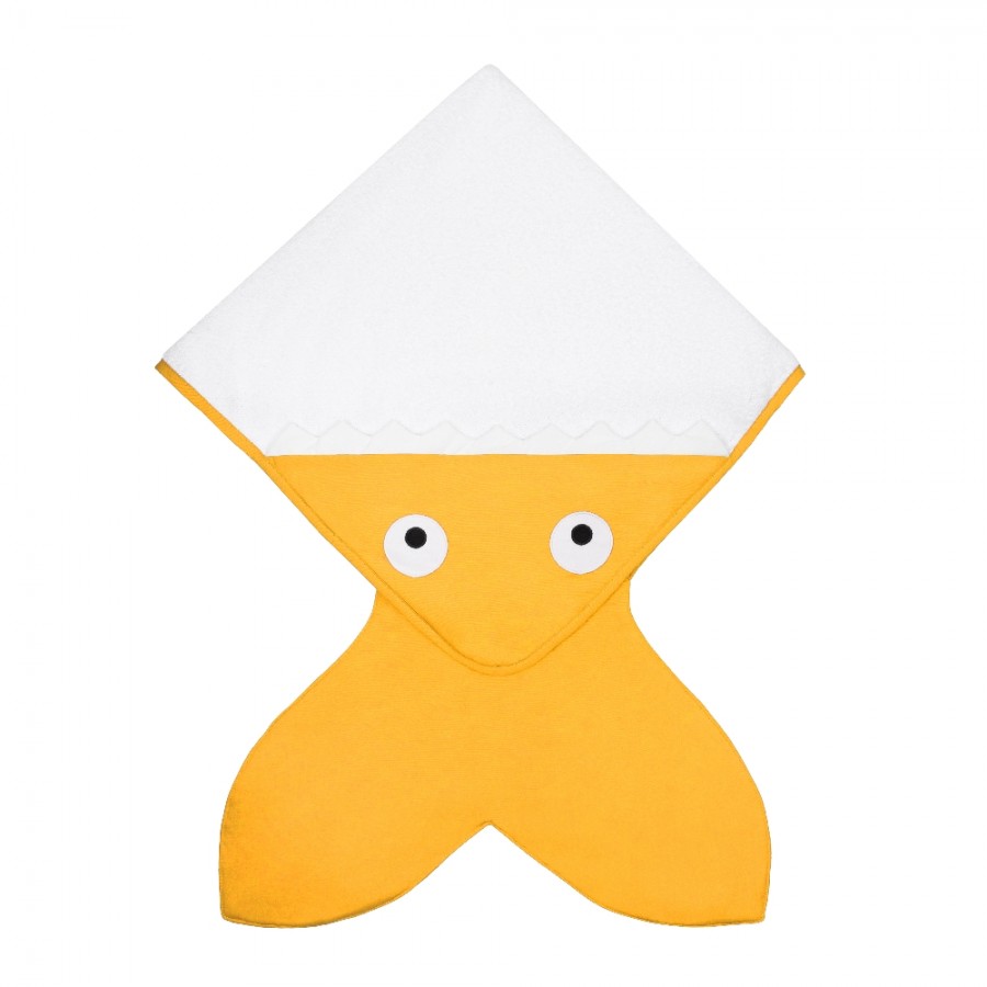 Baby Bites - Ręcznik z kapturkiem Rekinek 75 x 75 cm musztardowy - Esy Floresy 