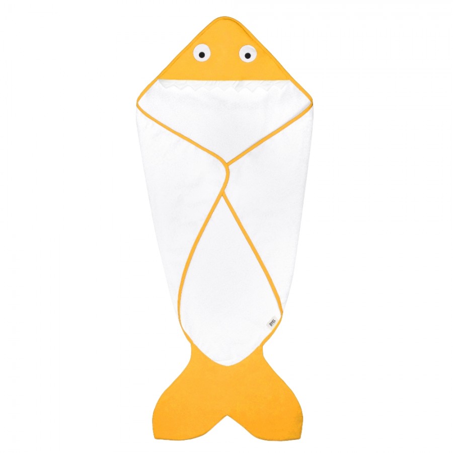 Baby Bites - Ręcznik z kapturkiem Rekinek 75 x 75 cm musztardowy - Esy Floresy 