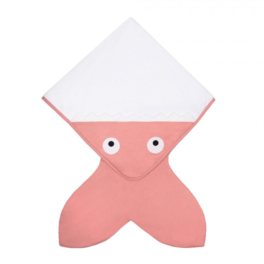 Baby Bites - Ręcznik z kapturkiem Rekinek 75 x 75 cm różowy - Esy Floresy 