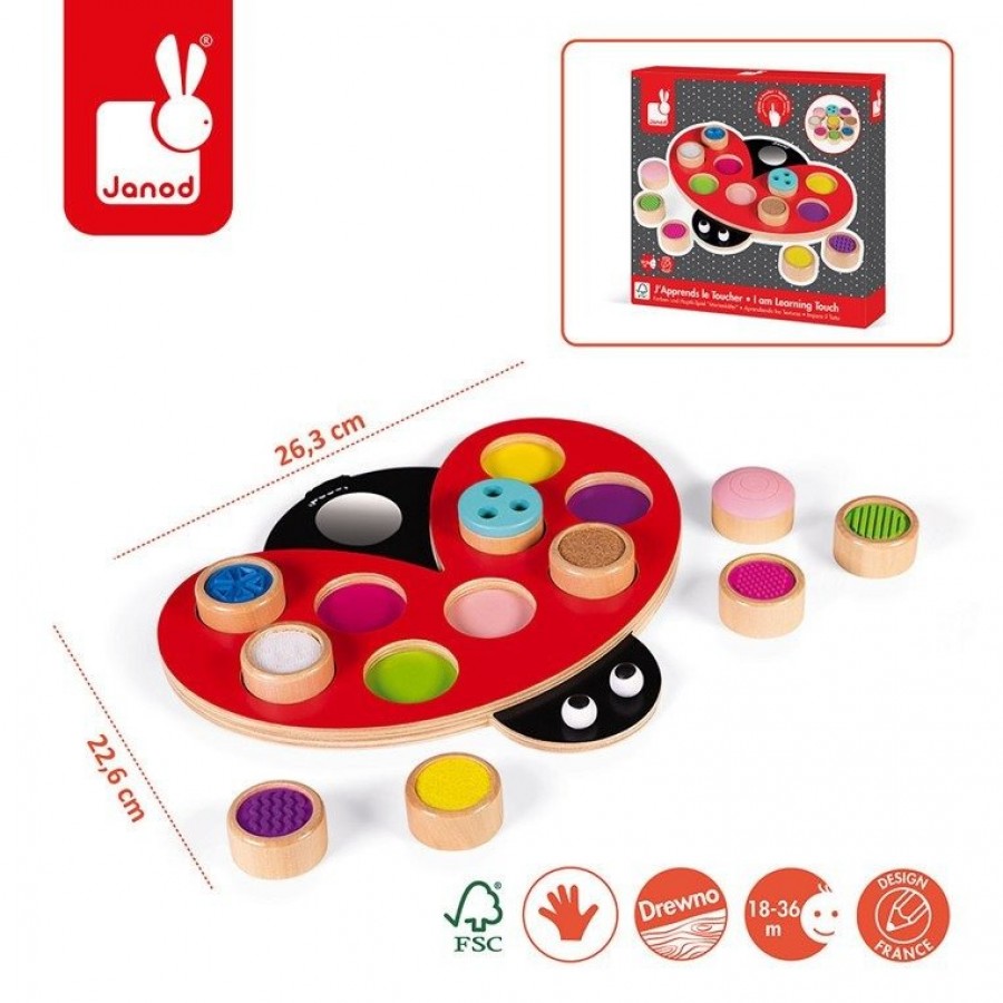 Janod - Układanka drewniana sensoryczna Uczę się przez dotyk Biedronka - Esy Floresy 