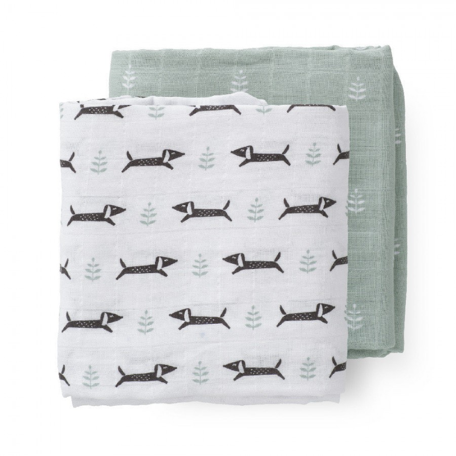 Fresk - Pieluszki muślinowe zestaw 2 szt. 120 x 120 cm Piesek - Esy Floresy 