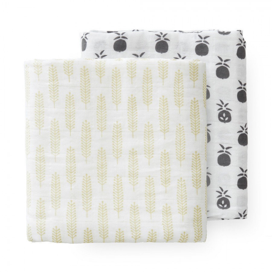 Fresk - Pieluszki muślinowe zestaw 2 szt. 120 x 120 cm Ananas - Esy Floresy 