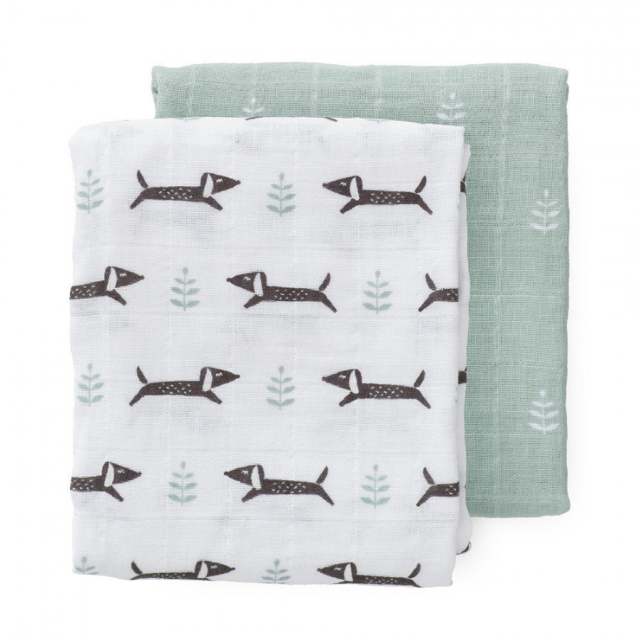 Fresk - Pieluszki muślinowe zestaw 2 szt. 70 x 60 cm Piesek - Esy Floresy 