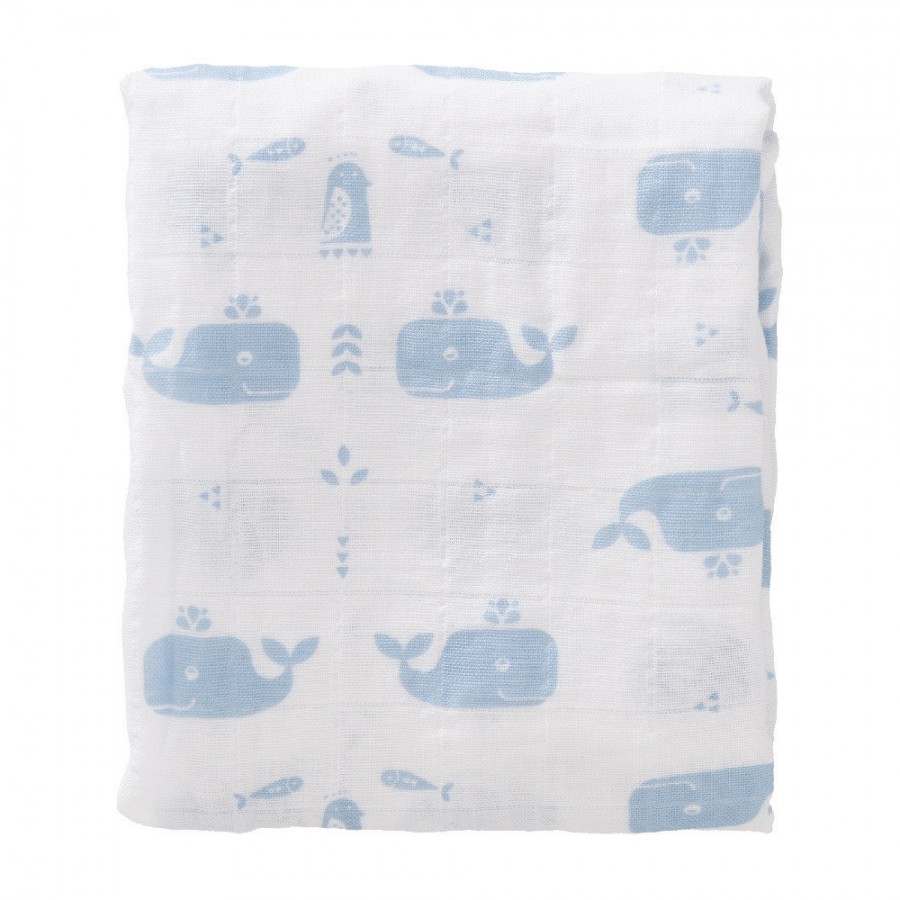 Fresk - Pieluszki muślinowe zestaw 2 szt. 70 x 60 cm Wieloryb Blue fog - Esy Floresy 