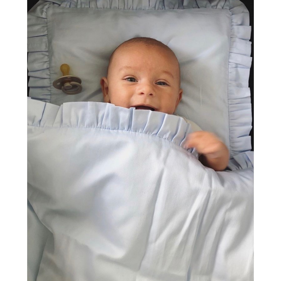 Bon Bon Kids - Komplet do kołyski z falbanką błękitny - Esy Floresy 