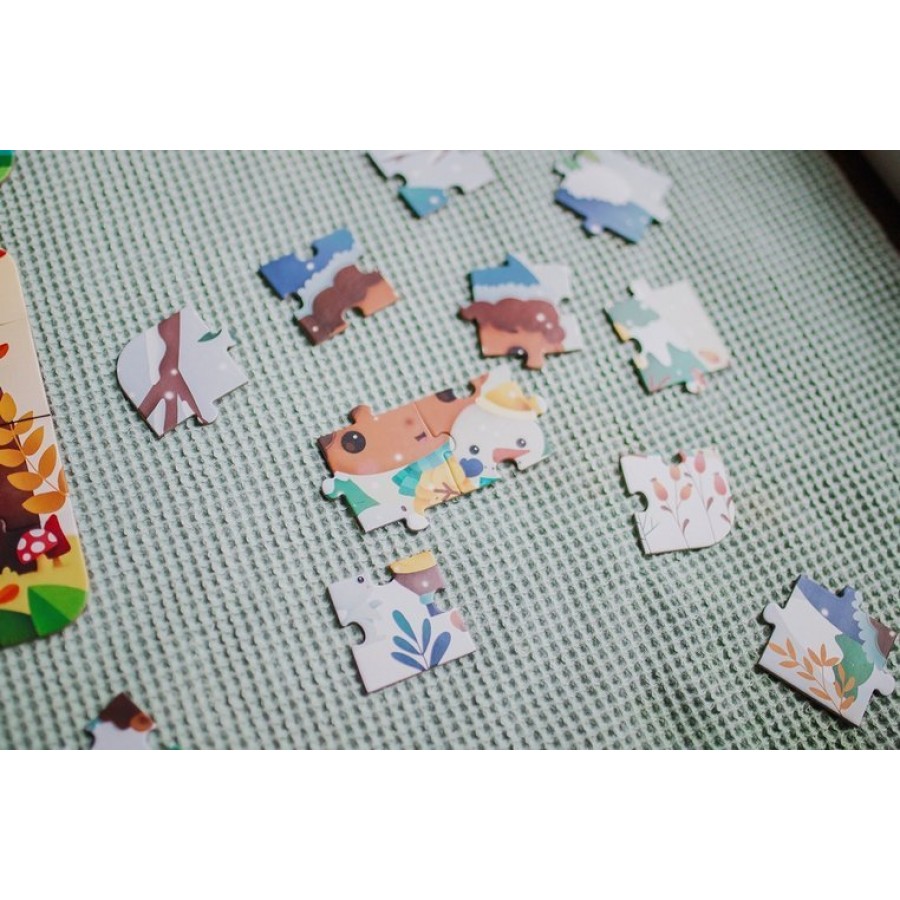 Janod - Puzzle progresywne Pory roku 4 układanki – 6, 9, 12 i 16 elementów 3+ - Esy Floresy 