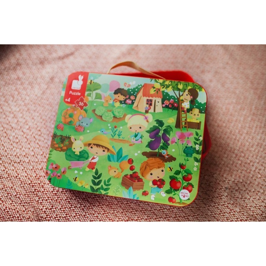 Janod - Puzzle w walizce Ogród 36 elementów 4+ - Esy Floresy 