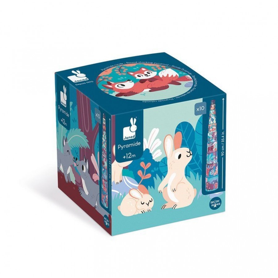Janod - Piramida wieża okrągła 10 kostek Leśne zwierzęta - Esy Floresy 