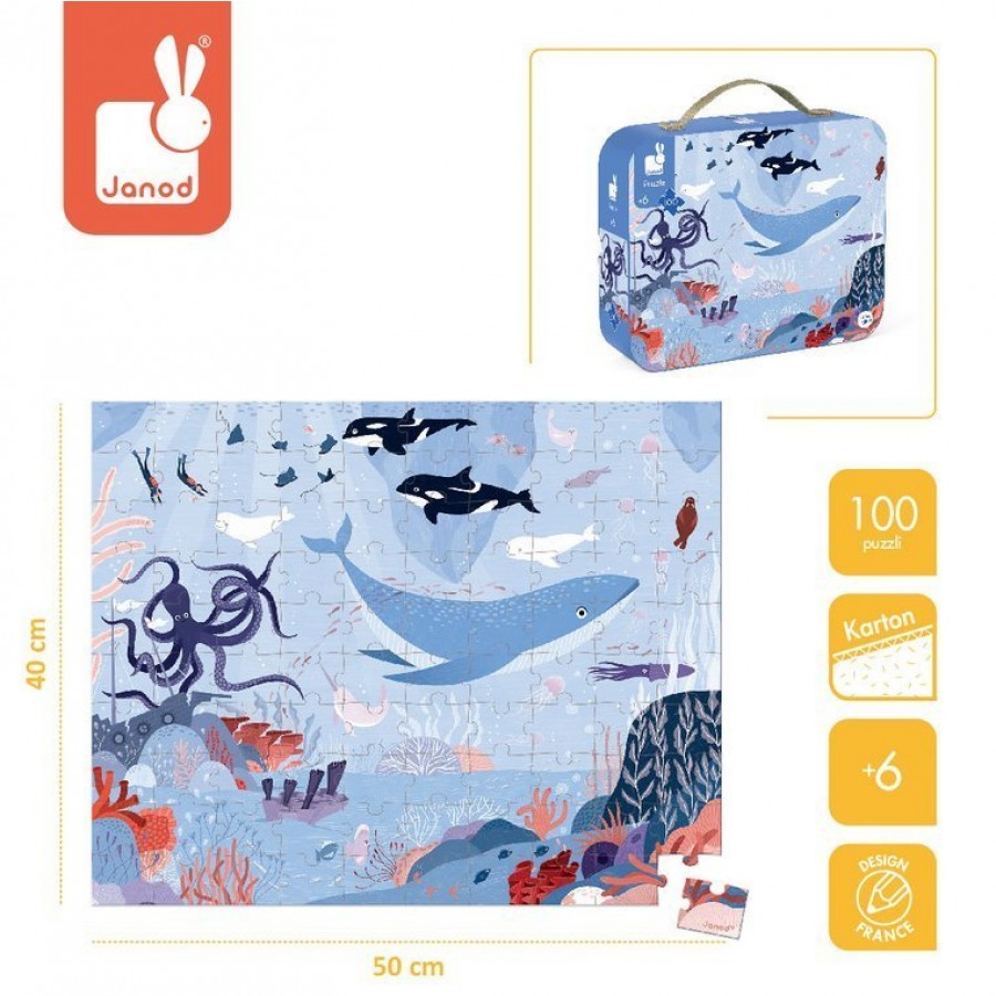 Janod - Puzzle w walizce Ocean arktyczny 100 elementów 6+ - Esy Floresy 