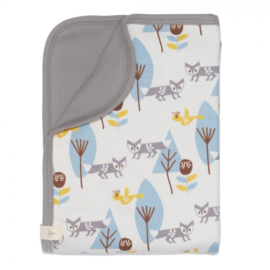 Fresk - Kocyk z bawełny organicznej 80 x 100 cm Las Blue - Esy Floresy 