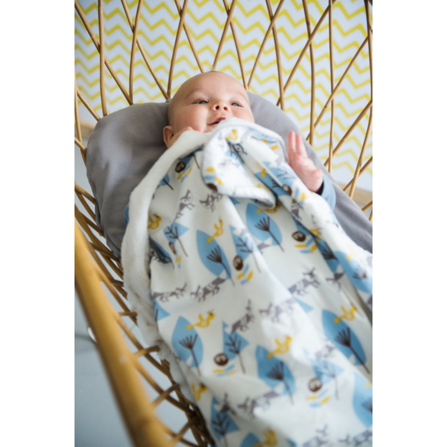 Fresk - Kocyk z bawełny organicznej 80 x 100 cm Las Blue - Esy Floresy 