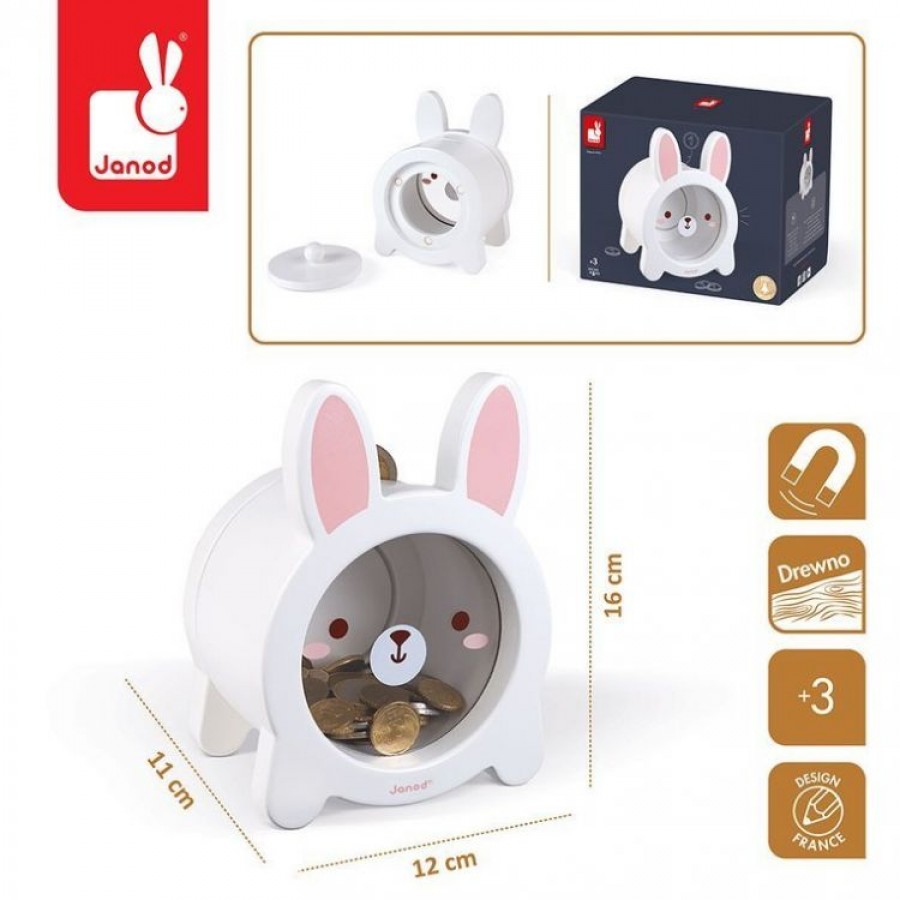 Janod - Drewniana skarbonka Królik - Esy Floresy 