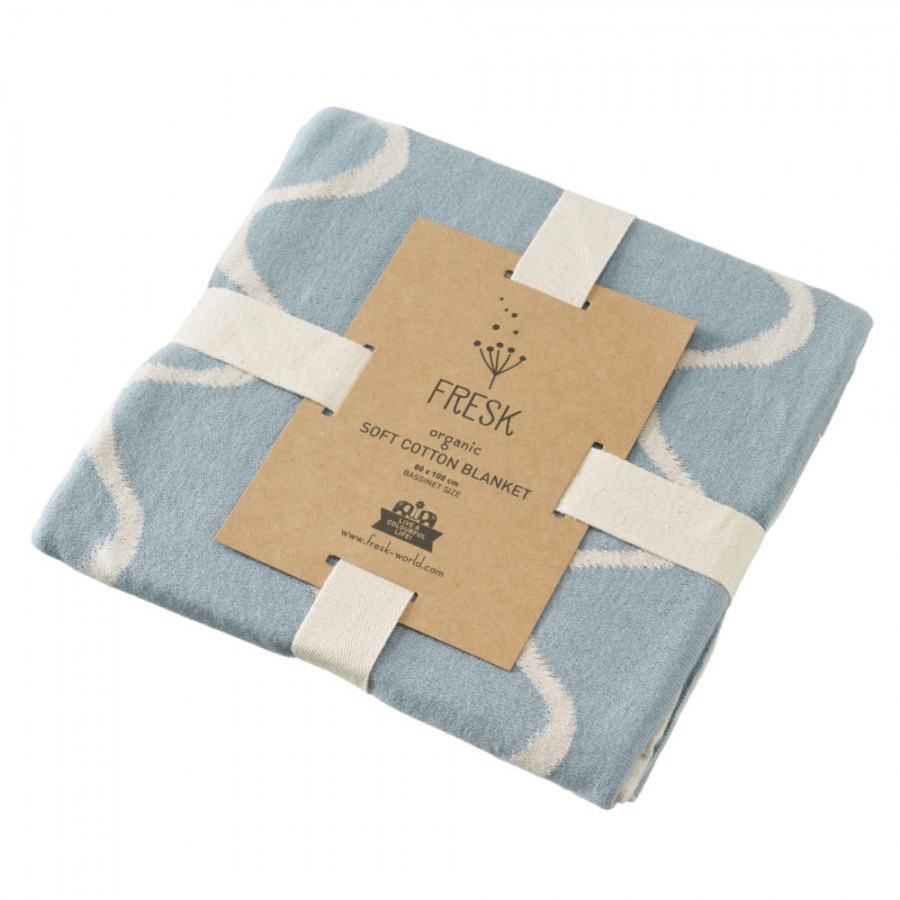 Fresk - Letni tkany kocyk z bawełny organicznej 80 x 100 cm Fale - Esy Floresy 