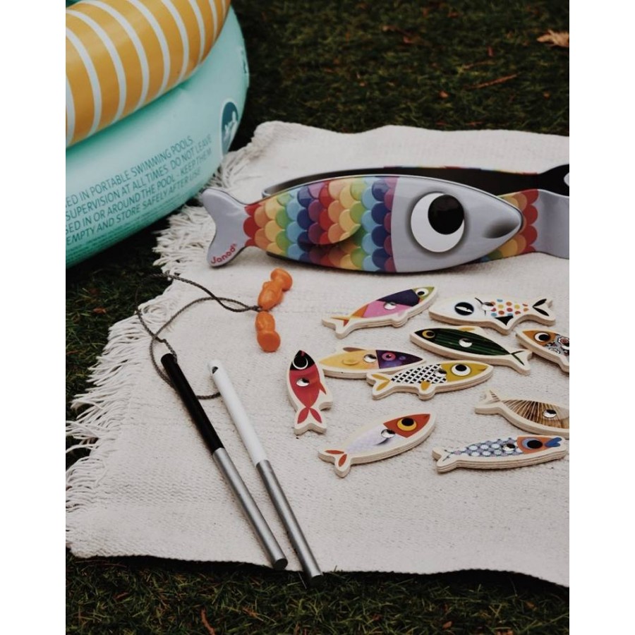 Janod Zestaw do łowienia magnetyczny drewniany 10 rybek Sardynka - Esy Floresy 