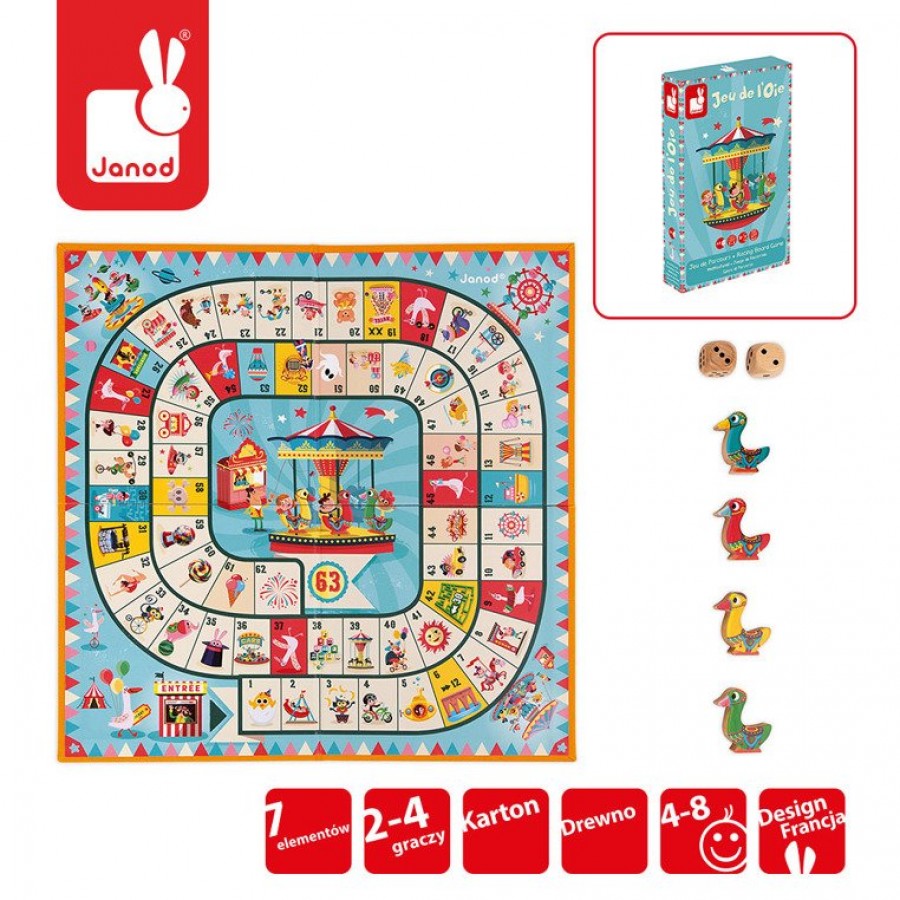 Janod Gra wyścig Gąski na karuzeli Carrousel - Esy Floresy 