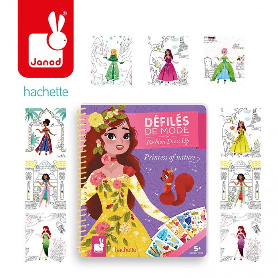 Janod - Zeszyt/kołonotatnik kreatywny Pokaz mody Księżniczki i natura - Esy Floresy 