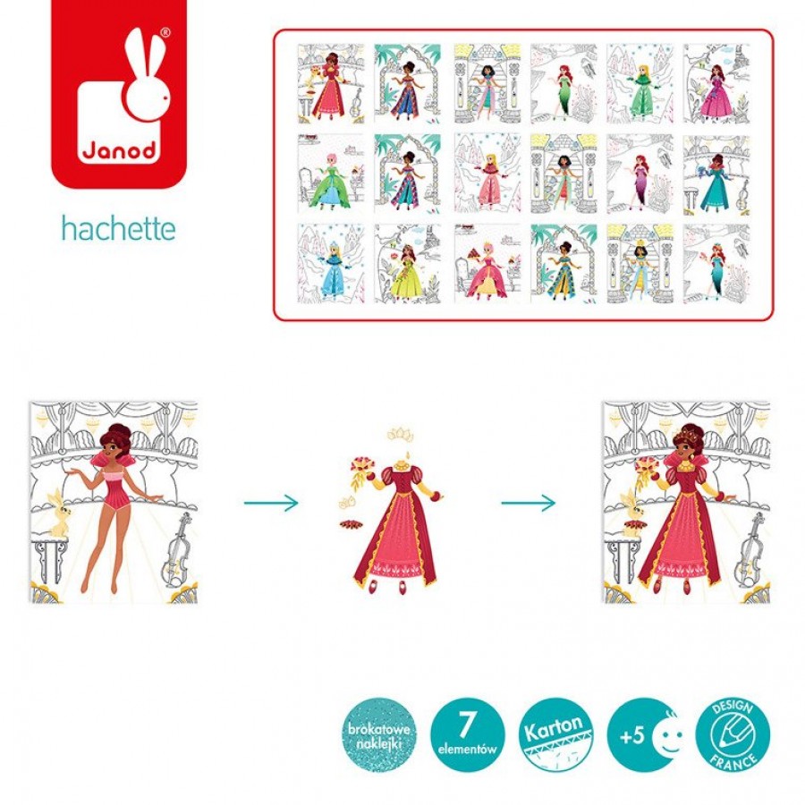 Janod - Zeszyt/kołonotatnik kreatywny Pokaz mody Księżniczki i natura - Esy Floresy 