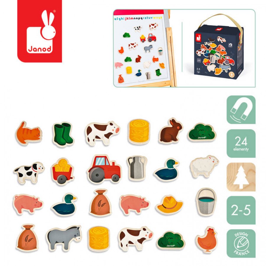 Janod Magnesy drewniane Farma 24 sztuki - Esy Floresy 