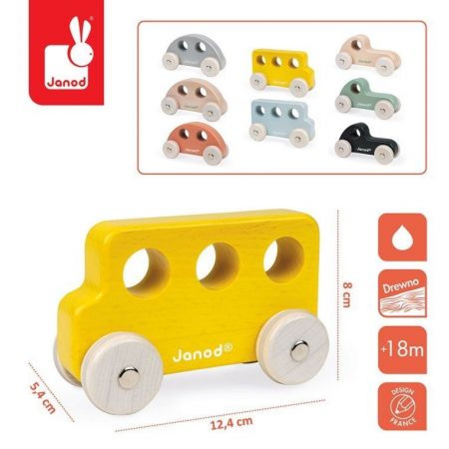 Janod - Drewniany pojazd Sweet Cocoon, Autobus żółty - Esy Floresy 