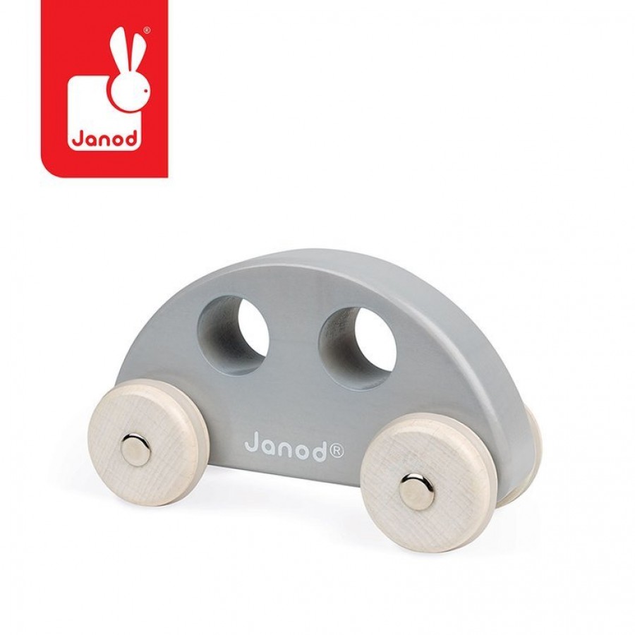 Janod - Drewniany pojazd Sweet Cocoon, Samochód osobowy szary - Esy Floresy 