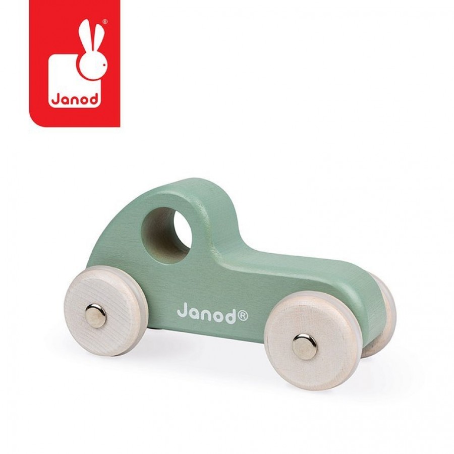 Janod - Drewniany pojazd Sweet Cocoon, Sportowa limuzyna zielona - Esy Floresy 