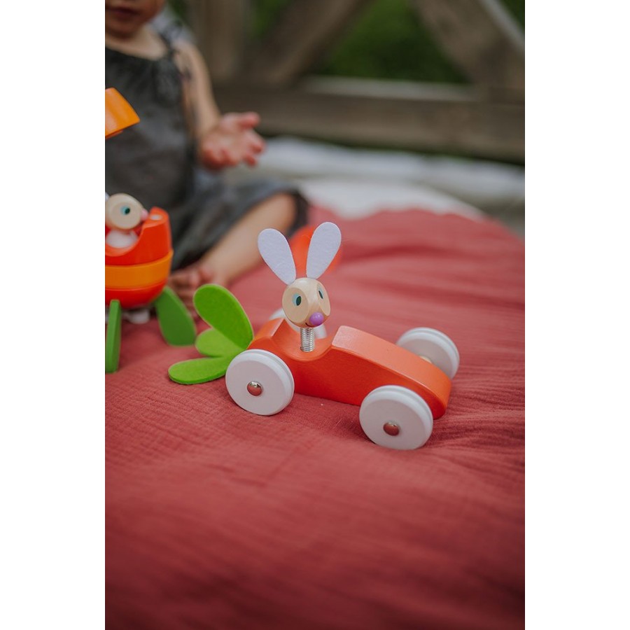 Janod - Drewniany samochód marchewka z Królikiem - Esy Floresy 