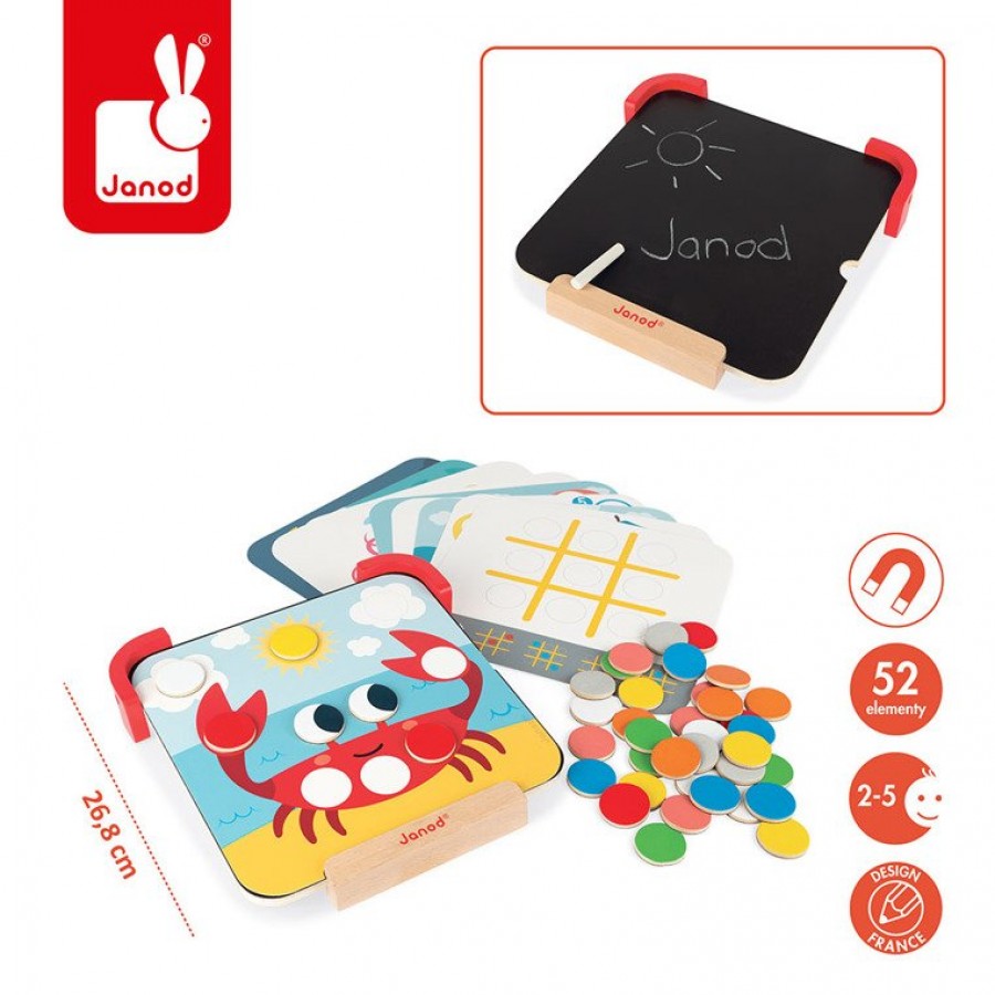 Janod - Układanka drewniana magnetyczna z tablicą Uczę się kolorów - Esy Floresy 