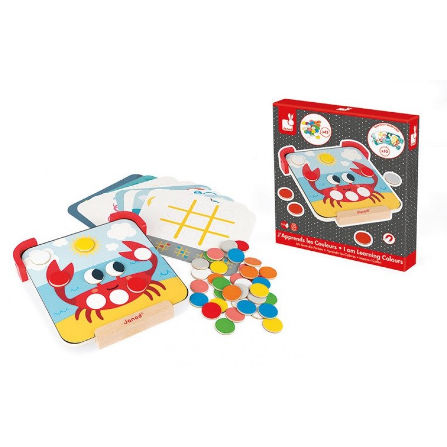 Janod - Układanka drewniana magnetyczna z tablicą Uczę się kolorów - Esy Floresy 