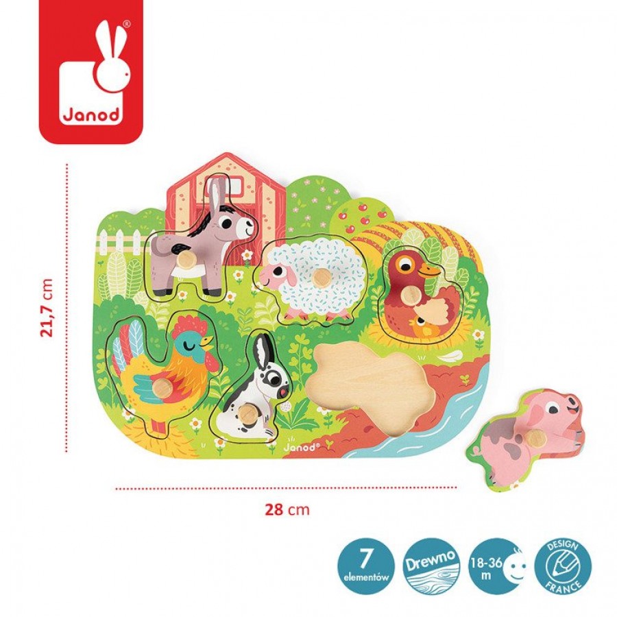 Janod - Puzzle drewniane Wesoła Farma - Esy Floresy 