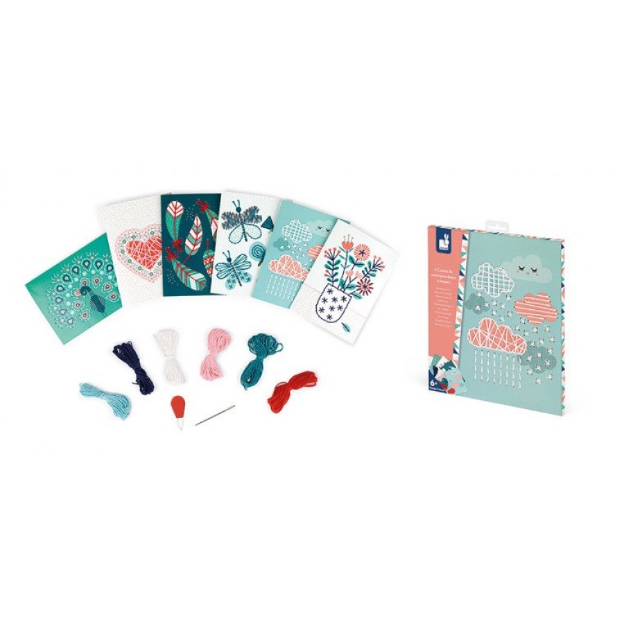 Janod - Zestaw kreatywny Bajeczne hafty Pocztówki - Esy Floresy 