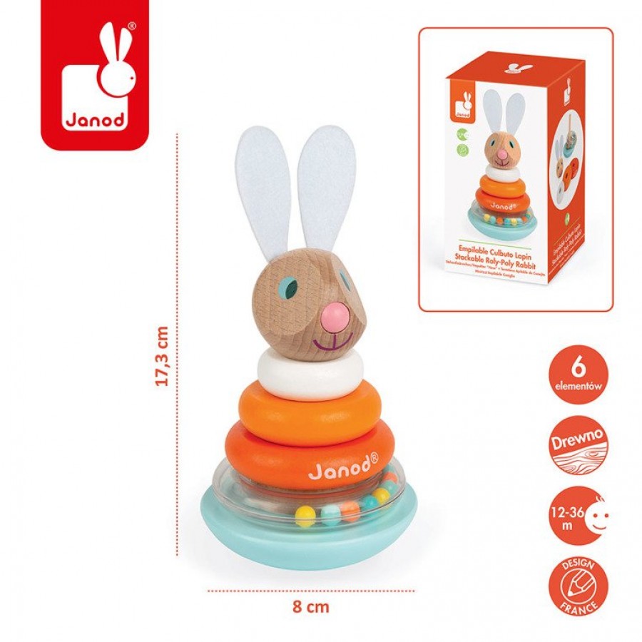 Janod - Układanka drewniana piramida wańka-wstańka Królik - Esy Floresy 