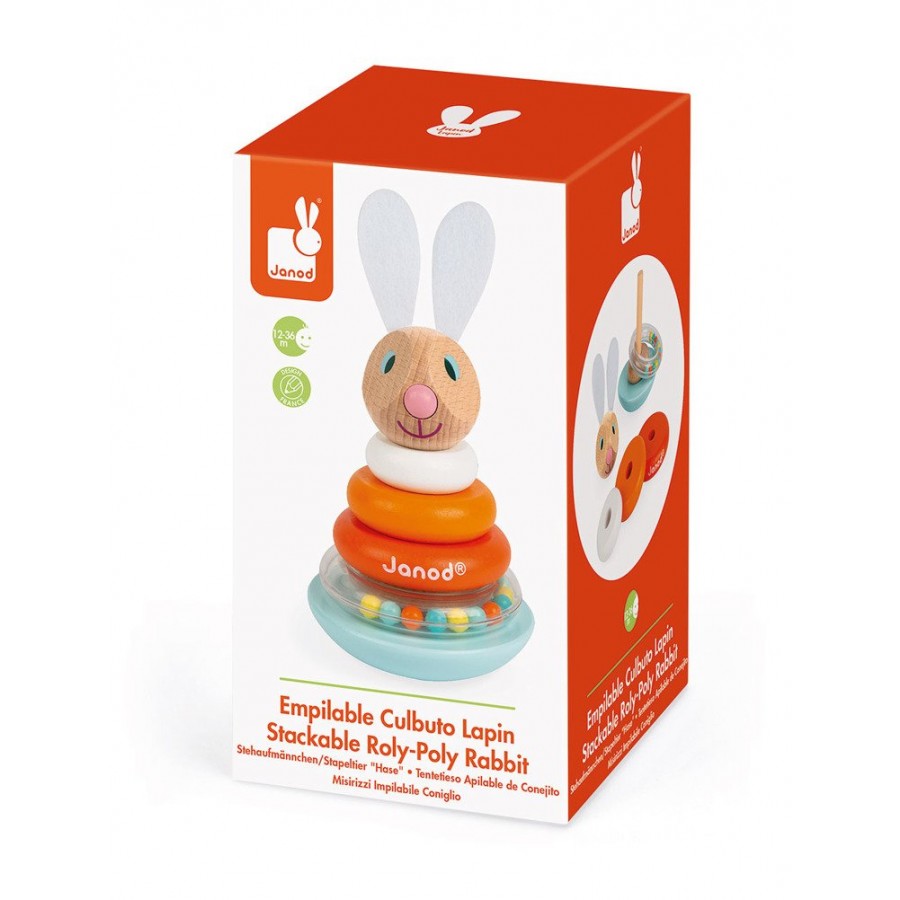 Janod - Układanka drewniana piramida wańka-wstańka Królik - Esy Floresy 