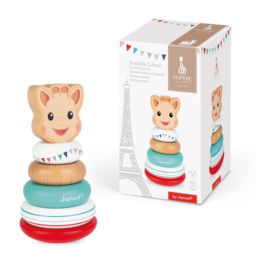 Janod - Układanka drewniana piramida wańka-wstańka Żyrafka Sophie - Esy Floresy 