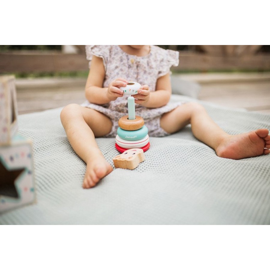 Janod - Układanka drewniana piramida wańka-wstańka Żyrafka Sophie - Esy Floresy 